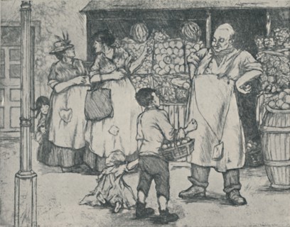 'Marketing in Suburbia', 1920. Artist: Doris Davis.