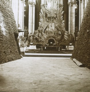 Interior of the cathedral, Amiens, northern France, c1914-c1918. Artist: Unknown.
