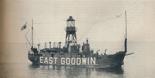 'East Goodwin Lightship one and a half miles east of the Goodwin Sands', 1937. Artist: Unknown.