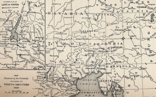 'Map Illustrating the Campaign Preceding the Treaty of Campo-Formio, 1797', (1896). Artist: Unknown.