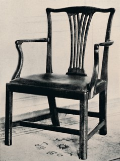 'Simple Chippendale Mahogany Arm-Chair with Rail Back and Movable Seat', mid 18th century, (1927) . Artists: Edward F Strange, Thomas Chippendale.