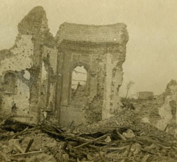 Ruined church, Combles, northern France, c1914-c1918. Artist: Unknown.