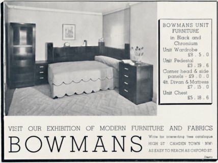 'Bowmans - Visit our Exhibition of Modern Furniture and Fabrics', 1935. Artist: Unknown.