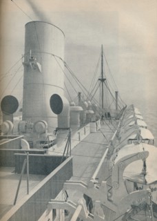 'Top Deck of the Strathmore with modern lifeboats', 1936. Artist: Unknown.