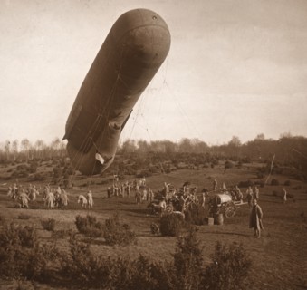 Barrage balloon, Somme, northern France, c1914-c1918. Artist: Unknown.