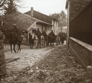 Mounted French soldiers with artillery, c1914-c1918. Artist: Unknown.