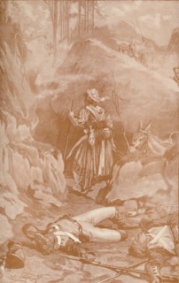 'The Cantinière of the 26th Regiment Climbing The Rocks at Busaco', 1810, (1896).  Artist: Unknown.