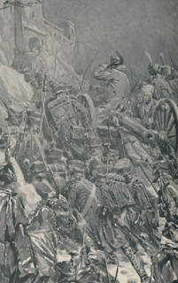 'Napoleon...Reaching The Convent at the Summit of the Guadarrama Mountains', 1808, (1896).  Artist: Unknown.