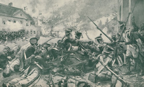 'Fighting In The Streets of Essling', 1809, (1896).  Artist: Unknown.