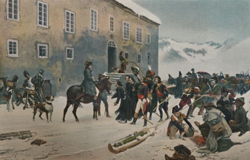 ''Bonaparte Received By The Monks of Mount St. Bernard. Passage of the Alps, May 1800', (1896). Artist: Unknown.