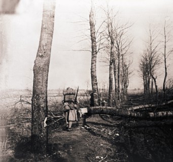 Soldier with pack on his back, c1914-c1918. Artist: Unknown.