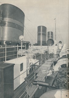 'Three Funnels of the Monarch of Bermuda, the Furness Withy luxury liner', 1937. Artist: Unknown.