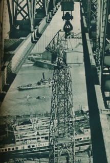 'Seen from a crane, the River Clyde has appearance of a long narrow dock basin', 1937. Artist: Unknown.