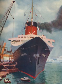 'One of the World's Great Ships. The French liner Normandie', 1937. Artist: Unknown.