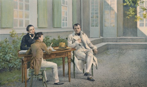 'Las Casas and His Son Writing The History of Napoleon Under His Dictation', c1815, (1896).  Artist: Unknown.