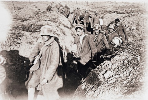 Germans surrendering at Laffaux, northern France, c1914-c1918. Artist: Unknown.