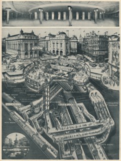 'A New Piccadilly Circus Below The Old As The Gateway to the Tubes', c1935. Artist: D Macpherson.