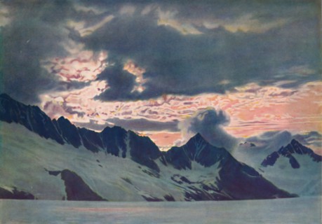 'In the Wake of the Dawn: Green Mists Seen on Alpine Peak and Valley', c1935. Artist: Unknown.