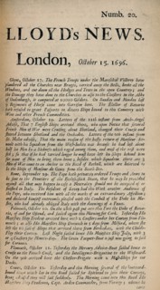 'Lloyd's News. London, October 15, 1696 - Numb. 20', (1928). Artist: Unknown.