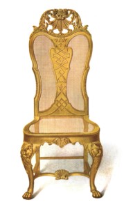 Gilt cane chair, 1906. Artist: Shirley Slocombe.