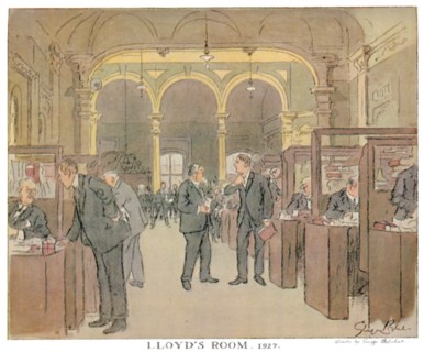 'Lloyd's Room. 1927 - As Seen by a Punch Artist', (1928). Artist: Unknown.