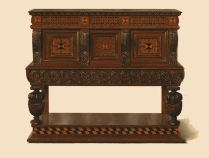 Walnut and oak standing buffet, 1904. Artist: Shirley Slocombe.