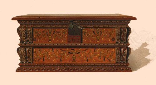 Oak inlaid box, 1904. Artist: Shirley Slocombe.