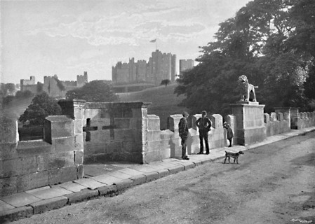 'Alnwick: The Lion Bridge and Castle', c1896. Artist: M Aunty.