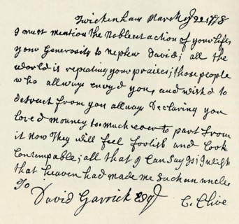 'Facsimile of autograph letter by Kitty Clive', 1907. Artist: Unknown.