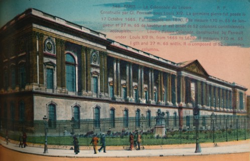 The Louvre Palace colonnade, Paris, c1920. Artist: Unknown.