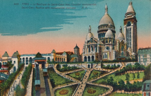 The Sacré-Coeur Basilica with monumental staircase, Paris, c1920. Artist: Unknown.