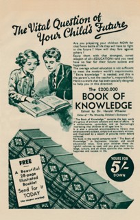 'The Vital Question of your Child's Future - The Book of Knowledge', 1935. Artist: Unknown.