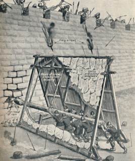 'Saxons Battering Down A City Wall', c1934. Artist: Unknown.