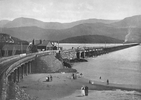 'Barmouth Bridge and Cader Idris', c1896. Artist: H Owen.
