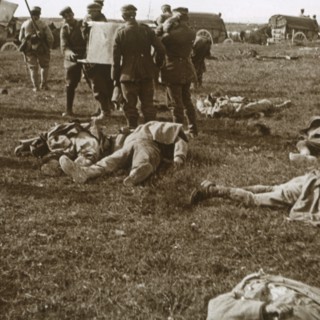 Burying bodies, Sainte-Marie-à-Py, northern France, c1914-c1918. Artist: Unknown.