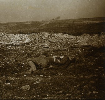 Body with barrage fire in the distance, c1914-c1918. Artist: Unknown.