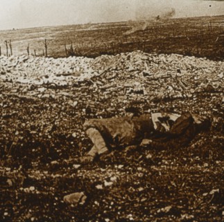 Body with barrage fire in the distance, c1914-c1918. Artist: Unknown.