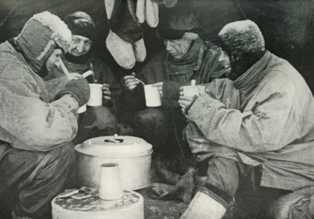'Members of the Polar Party Having A Meal in Camp', c1911, (1913). Artist: Unknown.
