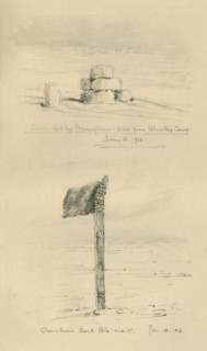'Cairn Left By The Norwegians, and Amundsen's South Pole Mark', January 1912, (1913).  Artist: Edward Wilson.