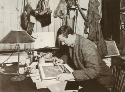 'Dr. Wilson Working Up The Sketch Which Is Given at P. 258', 1911, (1913). Artist: Herbert Ponting.