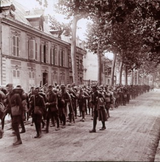 Armed troops, Chateau Thierry, France, c1914-c1918. Artist: Unknown.