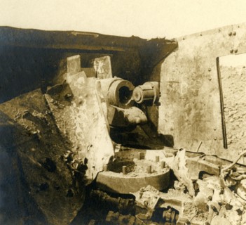 Interior of a tank which has been torn open, c1914-c1918. Artist: Unknown.