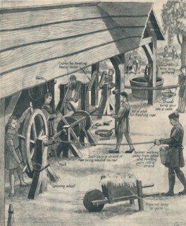 'Making Rope in the Days of the Tudors', c1934. Artist: Unknown.