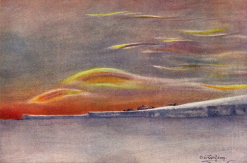 'Iridescent Clouds: Looking North from Cape Evans', 1911, (1913). Artist: Edward Wilson.
