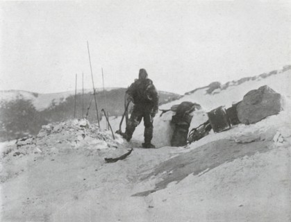 'Browning at the Igloo Door', 1912, (1913). Artist: G Murray Levick.