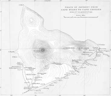 'Track of Journey from Cape Evans to Cape Crozier - June 27th to August 1st 1911', (1913). Artist: Unknown.