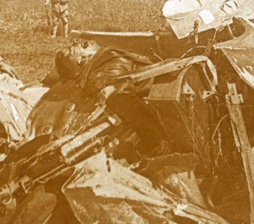 Downed German plane with pilot, c1914-c1918. Artist: Unknown.