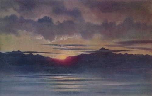 'An April Sunset from Hut Point, Looking West', 1911, (1913). Artist: Edward Wilson.