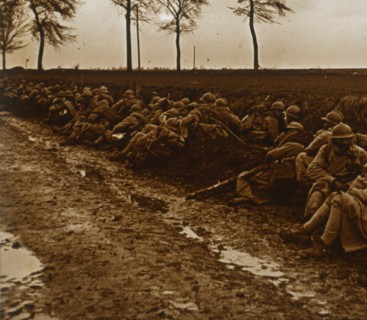 Troops by side of road, c1914-c1918. Artist: Unknown.