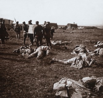 Burying bodies, Sainte-Marie-à-Py, northern France, c1914-c1918. Artist: Unknown.